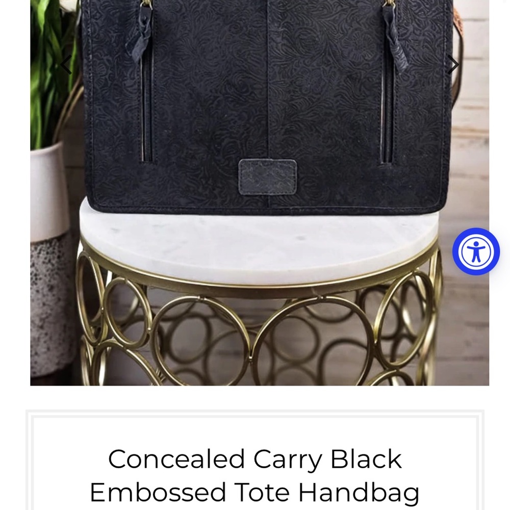 Concealed Carry Black Embossed Tote Handbag